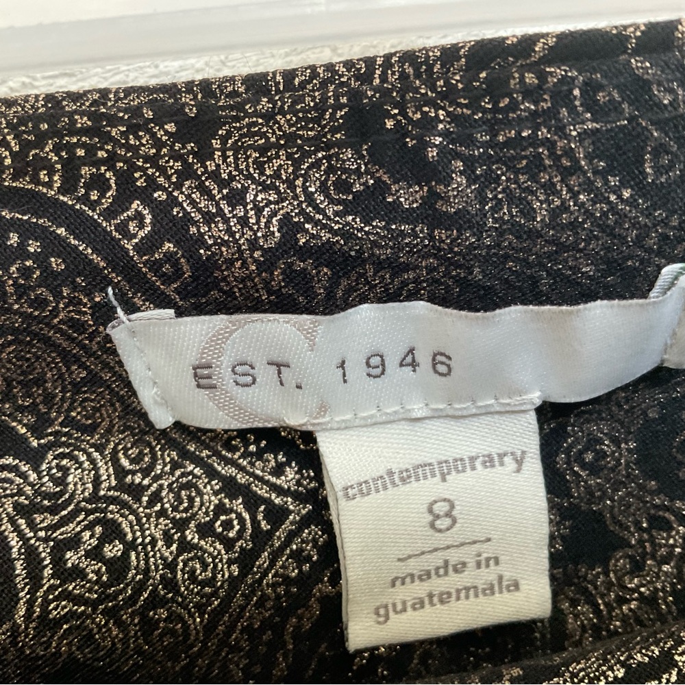 Cato Contemporary Style Black, Gold Foil Printed Pants Size 8 Formal Dressy - Picture 3 of 4